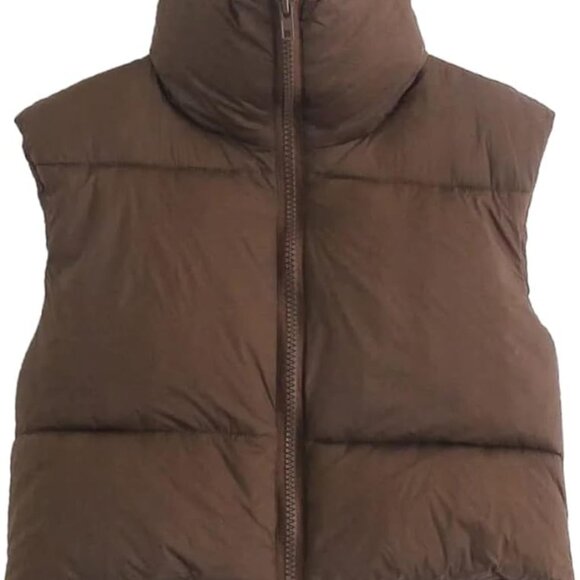 Women's Winter Crop Vest Lightweight Sleeveless Warm Outerwear Puffer Vest Padde